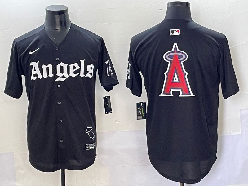 Men 2025 Los Angeles Angels Blank Black Five generations Joint Name Nike MLB Jersey style 17->los angeles angels->MLB Jersey